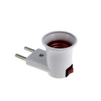 ЭЛ.ВИЛКА переходник с выкл. Е27 бел. EKF PROxima