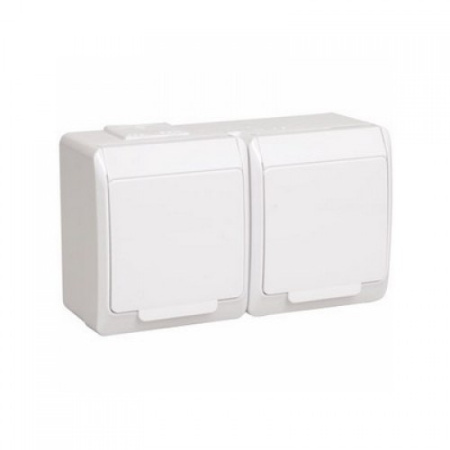 РОЗЕТКА 2-мест. оу  зк  с крышкой IP54 ГЕРМЕС PLUS